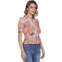Background Geometric Triangle Puffed Short Sleeve Button Up Jacket View3