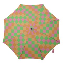 Checkerboard-pastel-squares Hook Handle Umbrellas (medium) by Semog4