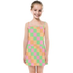 Checkerboard-pastel-squares Kids  Summer Sun Dress by Semog4