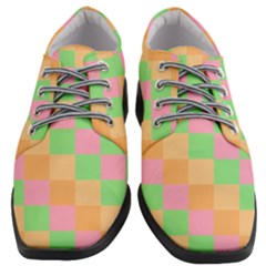 Checkerboard-pastel-squares Women Heeled Oxford Shoes by Semog4