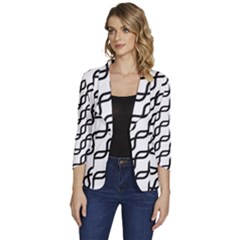 Diagonal-stripe-pattern Women s One-button 3/4 Sleeve Short Jacket by Semog4