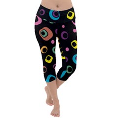 Abstract-background-retro-60s-70s Lightweight Velour Capri Yoga Leggings by Semog4