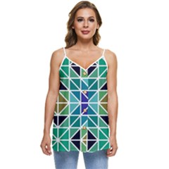 Mosaic-triangle-symmetry- Casual Spaghetti Strap Chiffon Top by Semog4