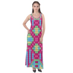 Checkerboard-squares-abstract---- Sleeveless Velour Maxi Dress by Semog4