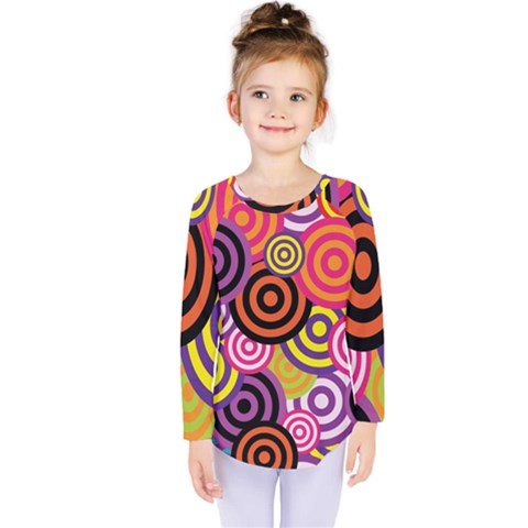 Abstract-circles-background-retro Kids  Long Sleeve Tee by Semog4