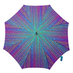 Blue Magenta Speckles Line Hook Handle Umbrellas (large) by Semog4