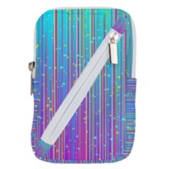 Blue Magenta Speckles Line Belt Pouch Bag (small) by Semog4