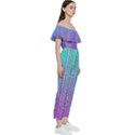 Blue Magenta Speckles Line Off Shoulder Ruffle Top Jumpsuit View3