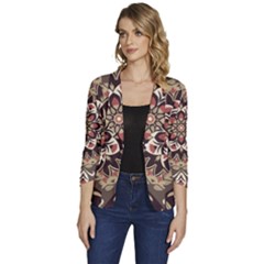 Seamless Pattern Floral Flower Women s One-button 3/4 Sleeve Short Jacket by Semog4