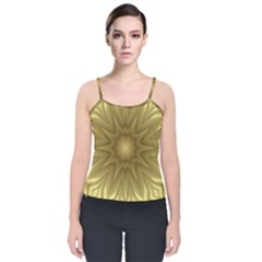 Background Pattern Golden Yellow Velvet Spaghetti Strap Top by Semog4