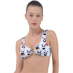 Playing Pandas Cartoons Ring Detail Bikini Top by Semog4