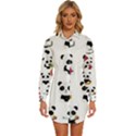 Playing Pandas Cartoons Womens Long Sleeve Shirt Dress View1