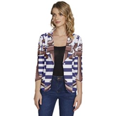 Anchor Background Design Women s One-button 3/4 Sleeve Short Jacket by Semog4