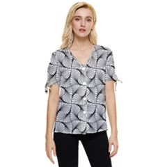 Abstract Seamless Pattern Bow Sleeve Button Up Top by Semog4
