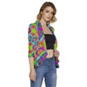 Farbenpracht Kaleidoscope Pattern Women s 3/4 Sleeve Ruffle Edge Open Front Jacket View3