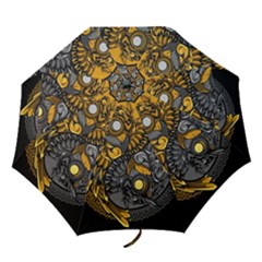 Yin Yang Owl Doodle Ornament Illustration Folding Umbrellas by Semog4