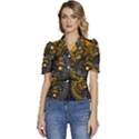 Yin Yang Owl Doodle Ornament Illustration Puffed Short Sleeve Button Up Jacket View1