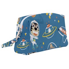 Seamless Pattern Funny Astronaut Outer Space Transportation Wristlet Pouch Bag (large) by Semog4