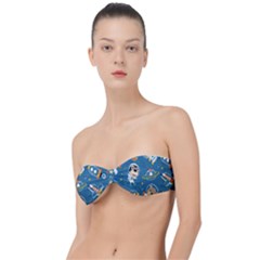 Seamless Pattern Funny Astronaut Outer Space Transportation Classic Bandeau Bikini Top  by Semog4