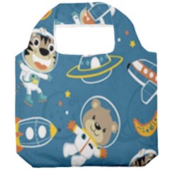 Seamless Pattern Funny Astronaut Outer Space Transportation Foldable Grocery Recycle Bag by Semog4