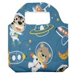 Seamless Pattern Funny Astronaut Outer Space Transportation Premium Foldable Grocery Recycle Bag by Semog4