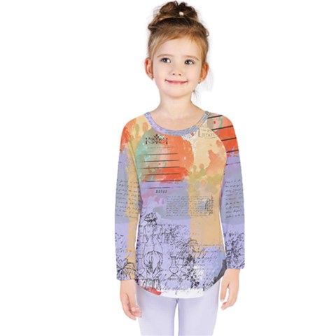Scrapbook Paris Vintage France Kids  Long Sleeve Tee by Salman4z