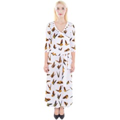 Butterfly Butterflies Insect Swarm Quarter Sleeve Wrap Maxi Dress by Salman4z