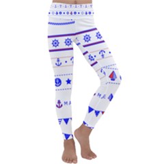 Marine Nautical Clip Art Kids  Lightweight Velour Classic Yoga Leggings by Salman4z