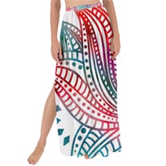 Lotus Feathers Boho Watercolor Maxi Chiffon Tie-up Sarong by Salman4z