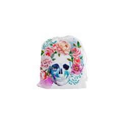 Day Of The Dead Skull Art Drawstring Pouch (xs) by Salman4z