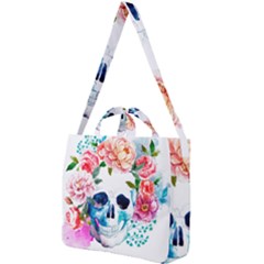 Day Of The Dead Skull Art Square Shoulder Tote Bag by Salman4z