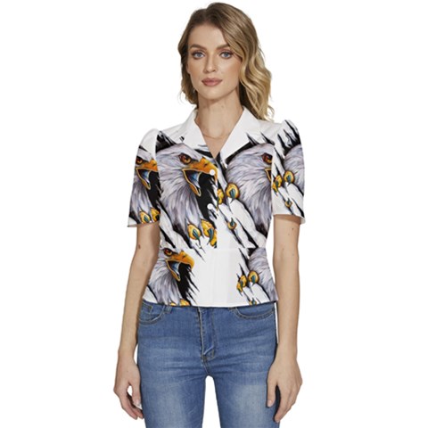 Eagle Puffed Short Sleeve Button Up Jacket by Salman4z