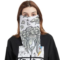 Drawing Clip Art Hand Painted Abstract Creative Space Squid Radio Face Covering Bandana (triangle) by Salman4z