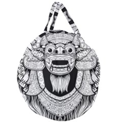 Balinese Art Barong Drawing Bali White Background People Giant Round Zipper Tote by Salman4z