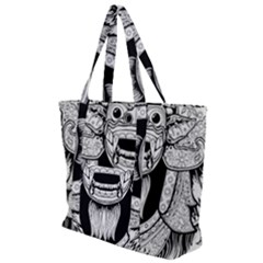 Balinese Art Barong Drawing Bali White Background People Zip Up Canvas Bag by Salman4z