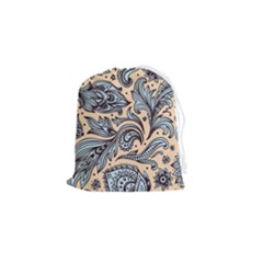 Texture Ornament Paisley Drawstring Pouch (small) by Salman4z