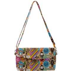 Multicolored Doodle Art Wallpaper Removable Strap Clutch Bag by Salman4z