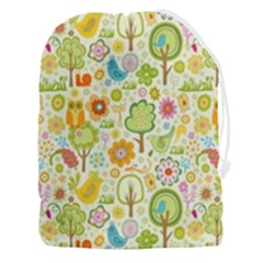 Nature Doodle Art Trees Birds Owl Children Pattern Multi Colored Drawstring Pouch (3xl) by Salman4z