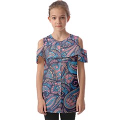 Background Ornament Paisley Fold Over Open Sleeve Top by Salman4z
