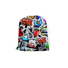 Graffiti Art Cartoon Comic Drawstring Pouch (medium) by Salman4z