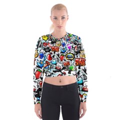 Graffiti Art Cartoon Comic Cropped Sweatshirt by Salman4z
