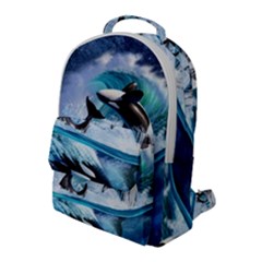 Orca Wave Water Underwater Flap Pocket Backpack (large) by Salman4z