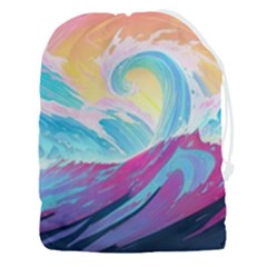 Waves Ocean Sea Tsunami Nautical 9 Drawstring Pouch (3xl) by Jancukart