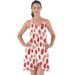 Watercolor Strawberry Show Some Back Chiffon Dress by SychEva
