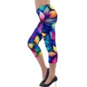 Ai Generated Artwork Leaves Nature Pattern Lightweight Velour Capri Leggings  View3
