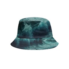 Waves Ocean Sea Tsunami Nautical 2 Inside Out Bucket Hat (kids) by Jancukart