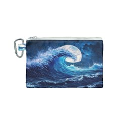 Tsunami Waves Ocean Sea Nautical Nature Water Moon Canvas Cosmetic Bag (small) by Jancukart