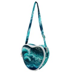 Thunderstorm Tsunami Tidal Wave Ocean Waves Sea Heart Shoulder Bag by Jancukart