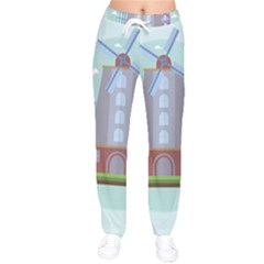 Amsterdam Landmark Landscape Women Velvet Drawstring Pants by Sudheng