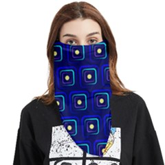 Blue Neon Squares - Modern Abstract Face Covering Bandana (triangle) by ConteMonfrey